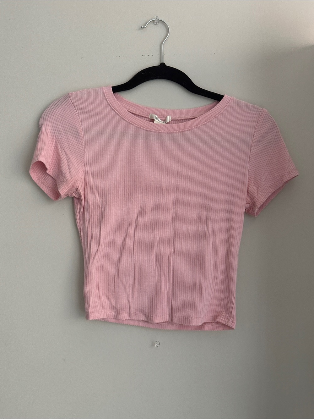 Bozzolo Pale Pink Ribbed Crop Tee